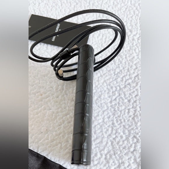 Authentic Saint Laurent Croc Embossed Flip Card Case with Lanyard - Picture 9 of 16